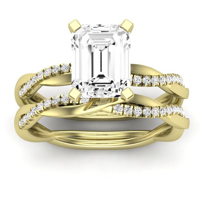 Iris Emerald Moissanite Bridal Set yellowgold