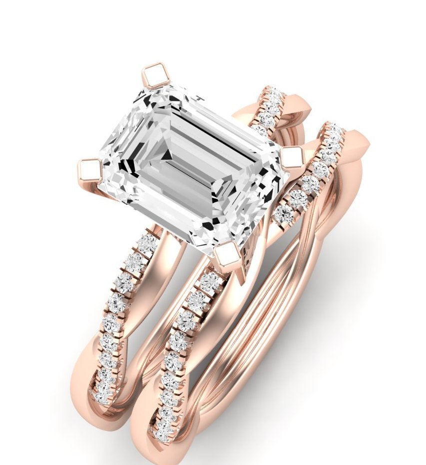 Iris Emerald Moissanite Bridal Set rosegold