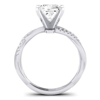 Iris Moissanite Matching Band Only (does Not Include Engagement Ring) For Ring With Cushion Center whitegold