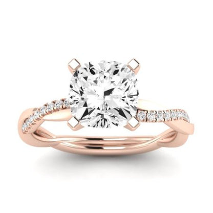 Iris Moissanite Matching Band Only (does Not Include Engagement Ring) For Ring With Cushion Center rosegold