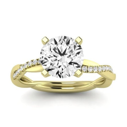 Iris Moissanite Matching Band Only (does Not Include Engagement Ring) For Ring With Round Center yellowgold