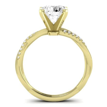 Iris Moissanite Matching Band Only (does Not Include Engagement Ring) For Ring With Round Center yellowgold