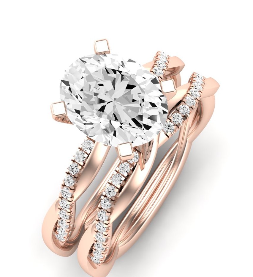 Iris Oval Moissanite Bridal Set rosegold