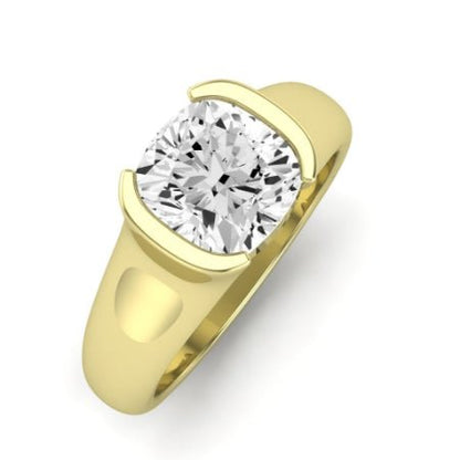 Jasmine Moissanite Matching Band Only (does Not Include Engagement Ring) For Ring With Cushion Center yellowgold