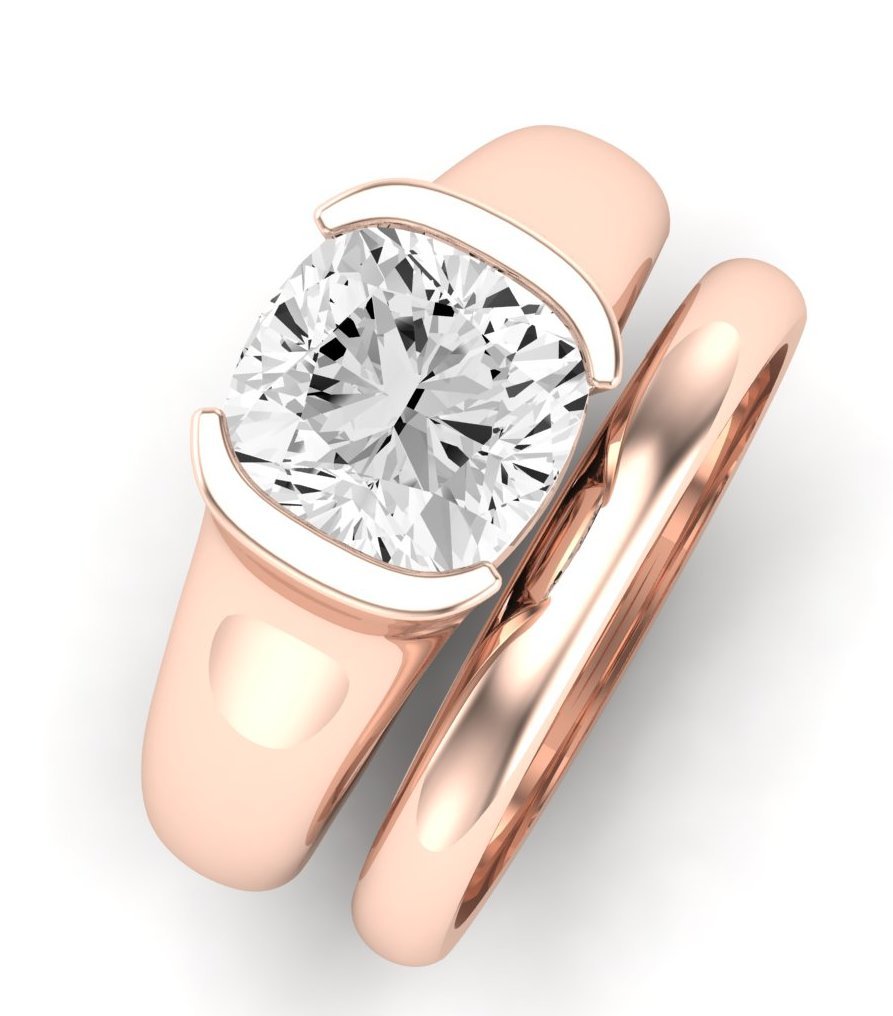 Jasmine Moissanite Matching Band Only (does Not Include Engagement Ring) For Ring With Cushion Center rosegold