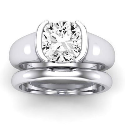 Jasmine Moissanite Matching Band Only (does Not Include Engagement Ring) For Ring With Cushion Center whitegold