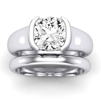 Jasmine Moissanite Matching Band Only (does Not Include Engagement Ring) For Ring With Cushion Center whitegold
