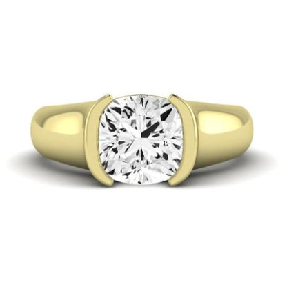 Jasmine Moissanite Matching Band Only (does Not Include Engagement Ring) For Ring With Cushion Center yellowgold