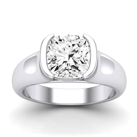 Jasmine Moissanite Matching Band Only (does Not Include Engagement Ring) For Ring With Cushion Center whitegold