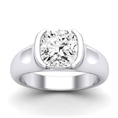 Jasmine Moissanite Matching Band Only (does Not Include Engagement Ring) For Ring With Cushion Center whitegold