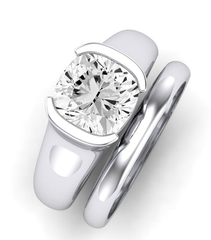 Jasmine Moissanite Matching Band Only (does Not Include Engagement Ring) For Ring With Cushion Center whitegold