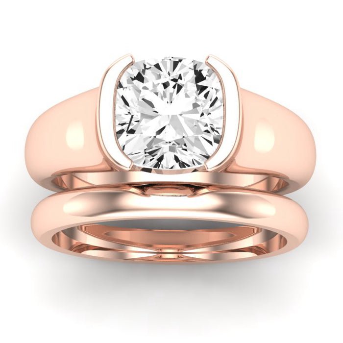 Jasmine Moissanite Matching Band Only (does Not Include Engagement Ring) For Ring With Cushion Center rosegold