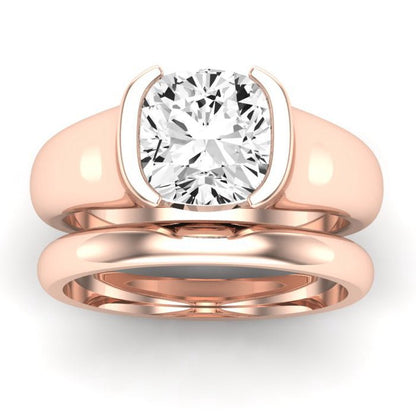 Jasmine Moissanite Matching Band Only (does Not Include Engagement Ring) For Ring With Cushion Center rosegold