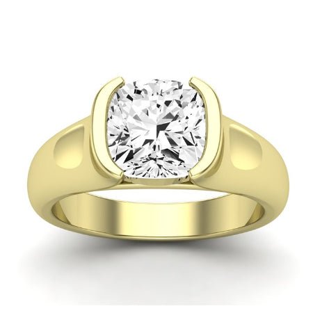 Jasmine Moissanite Matching Band Only (does Not Include Engagement Ring) For Ring With Cushion Center yellowgold