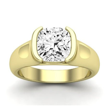Jasmine Moissanite Matching Band Only (does Not Include Engagement Ring) For Ring With Cushion Center yellowgold