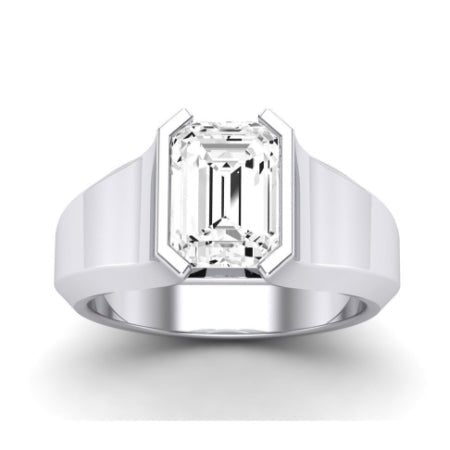 Jasmine Moissanite Matching Band Only (does Not Include Engagement Ring) For Ring With Emerald Center whitegold