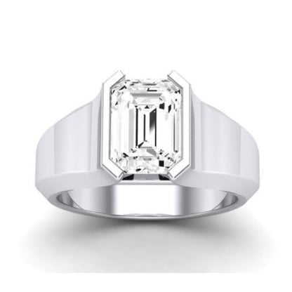 Jasmine Moissanite Matching Band Only (does Not Include Engagement Ring) For Ring With Emerald Center whitegold