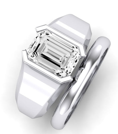 Jasmine Diamond Matching Band Only (does Not Include Engagement Ring) For Ring With Emerald Center whitegold