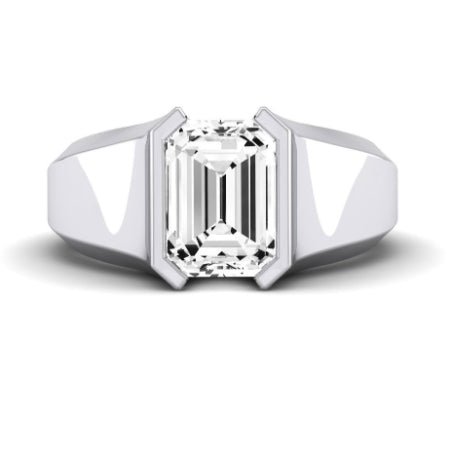 Jasmine Moissanite Matching Band Only (does Not Include Engagement Ring) For Ring With Emerald Center whitegold