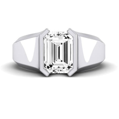Jasmine Moissanite Matching Band Only (does Not Include Engagement Ring) For Ring With Emerald Center whitegold