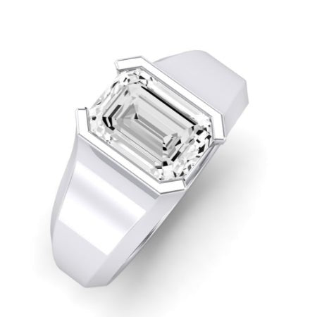 Jasmine Moissanite Matching Band Only (does Not Include Engagement Ring) For Ring With Emerald Center whitegold