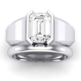 Jasmine Diamond Matching Band Only (does Not Include Engagement Ring) For Ring With Emerald Center whitegold