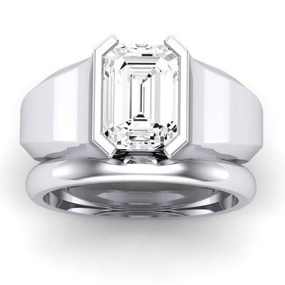 Jasmine Diamond Matching Band Only (does Not Include Engagement Ring) For Ring With Emerald Center whitegold
