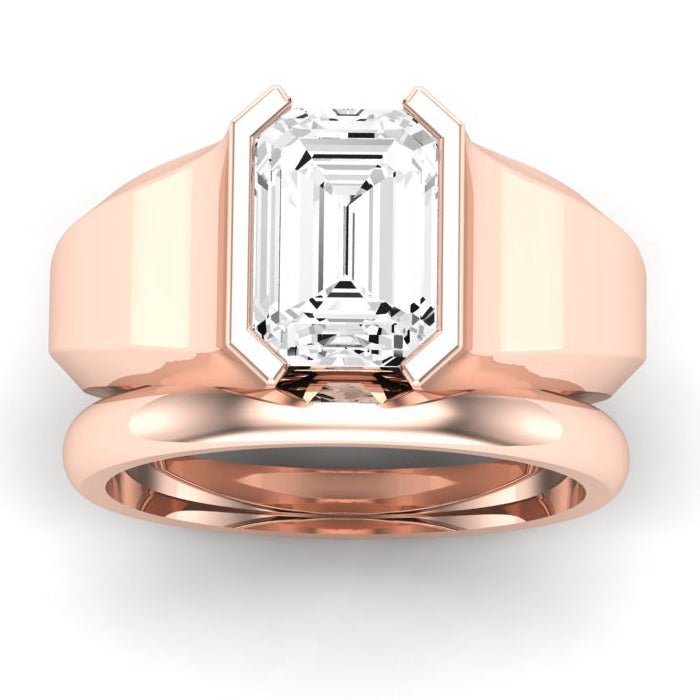 Jasmine Moissanite Matching Band Only (does Not Include Engagement Ring) For Ring With Emerald Center rosegold