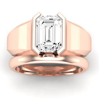 Jasmine Moissanite Matching Band Only (does Not Include Engagement Ring) For Ring With Emerald Center rosegold