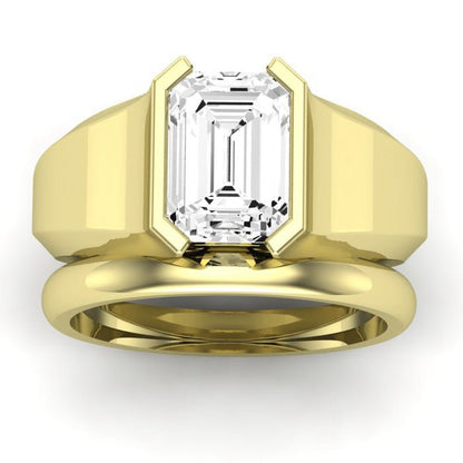 Jasmine Moissanite Matching Band Only (does Not Include Engagement Ring) For Ring With Emerald Center yellowgold