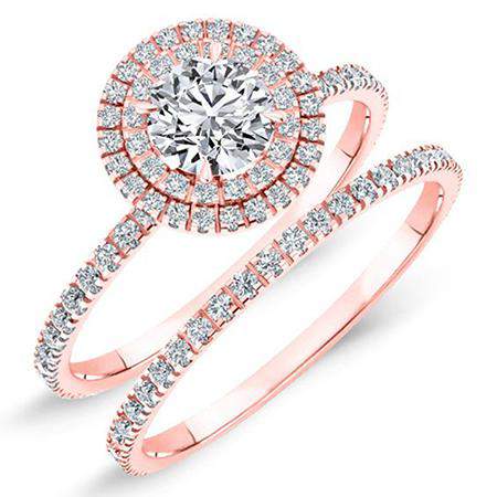 Juniper Round Moissanite Bridal Set rosegold