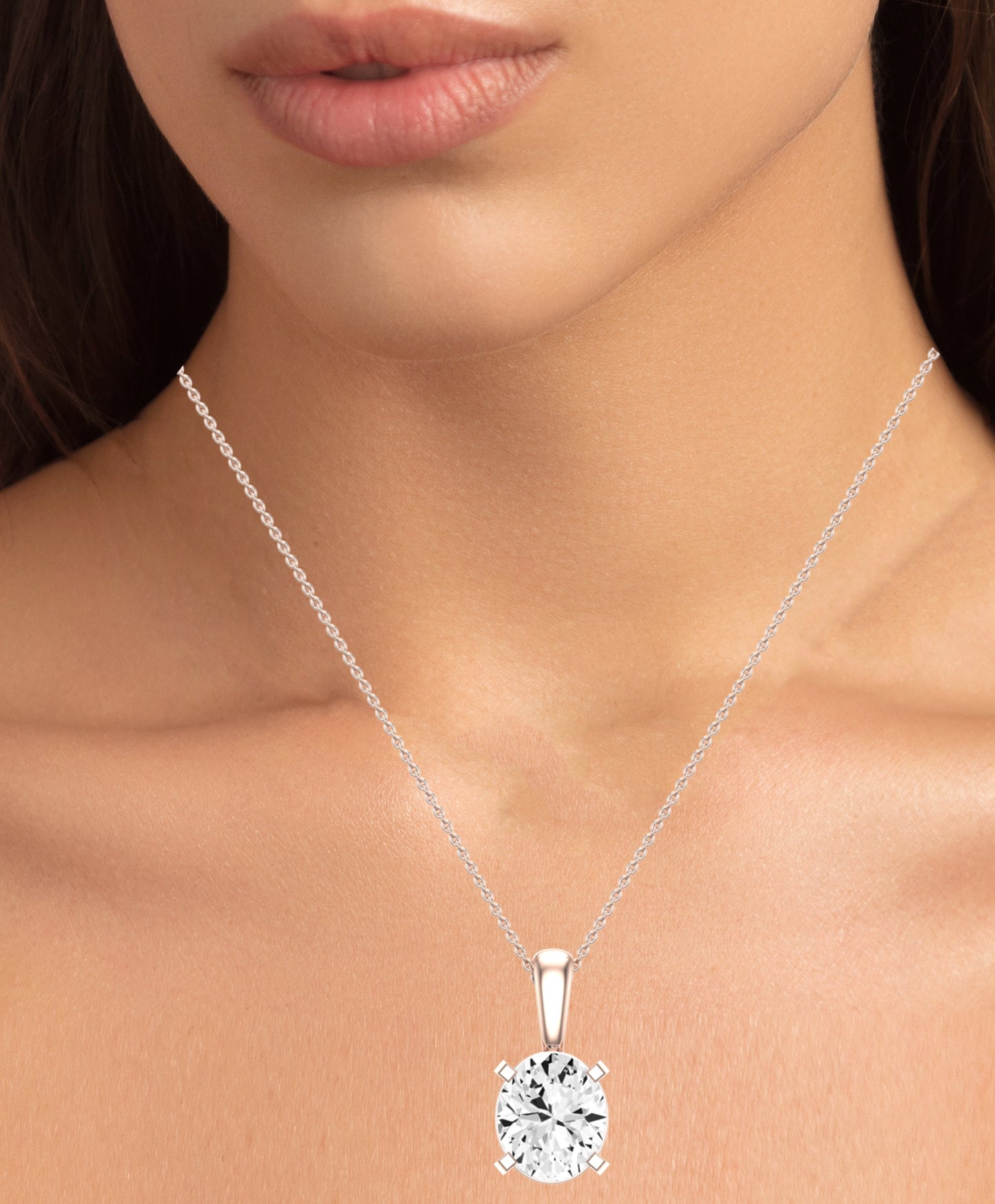 Orchid Oval Cut Moissanite Solitaire Necklace rosegold