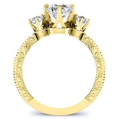 Tuberose Diamond Matching Band Only (engagement Ring Not Included) For Ring With Cushion Center yellowgold