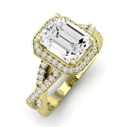 Moonflower Diamond Matching Band Only ( Engagement Ring Not Included) For Ring With Emerald Center yellowgold