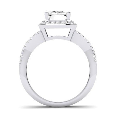Moonflower Diamond Matching Band Only ( Engagement Ring Not Included) For Ring With Emerald Center whitegold
