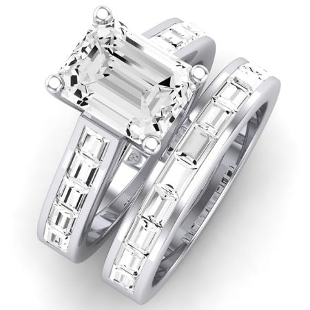 Yarrow Diamond Matching Band Only (engagement Ring Not Included) For Ring With Emerald Center whitegold