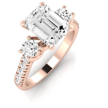 Primrose Diamond Matching Band Only ( Engagement Ring Not Included) For Ring With Emerald Center rosegold