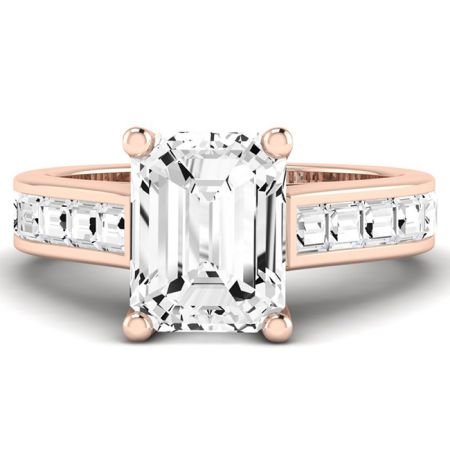 Yarrow Diamond Matching Band Only (engagement Ring Not Included) For Ring With Emerald Center rosegold
