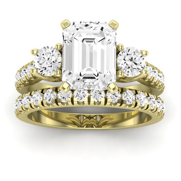Primrose Diamond Matching Band Only ( Engagement Ring Not Included) For Ring With Emerald Center yellowgold