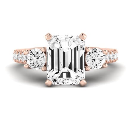Primrose Diamond Matching Band Only ( Engagement Ring Not Included) For Ring With Emerald Center rosegold