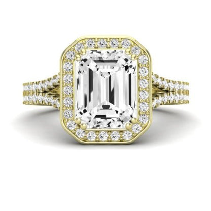 Tea Rose Diamond Matching Band Only (does Not Include Engagement Ring) For Ring With Emerald Center yellowgold
