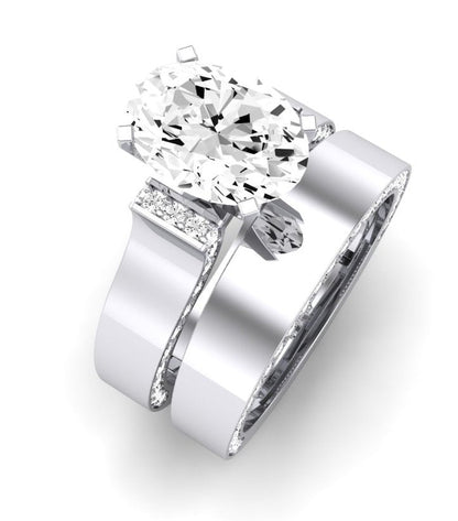Lavender Diamond Matching Band Only (engagement Ring Not Included) For Ring With Oval Center whitegold
