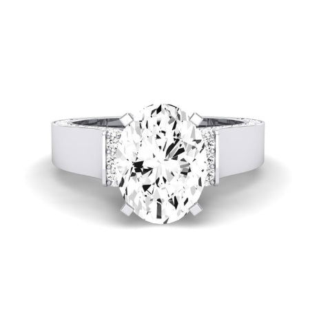 Lavender Diamond Matching Band Only (engagement Ring Not Included) For Ring With Oval Center whitegold
