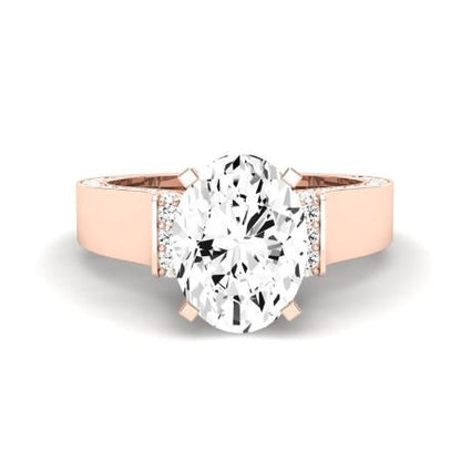 Lavender Diamond Matching Band Only (engagement Ring Not Included) For Ring With Oval Center rosegold