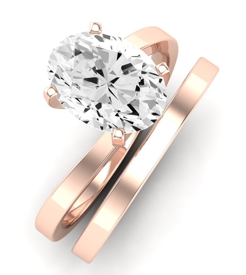 Zinnia Diamond Matching Band Only ( Engagement Ring Not Included) For Ring With Oval Center rosegold