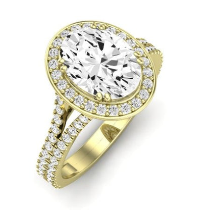 Tea Rose Diamond Matching Band Only (does Not Include Engagement Ring) For Ring With Oval Center yellowgold