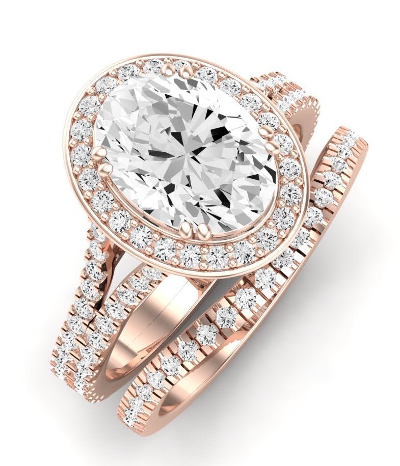 Tea Rose Diamond Matching Band Only (does Not Include Engagement Ring) For Ring With Oval Center rosegold
