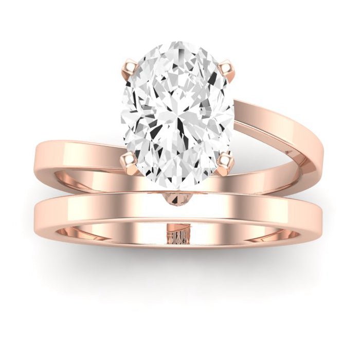 Zinnia Diamond Matching Band Only ( Engagement Ring Not Included) For Ring With Oval Center rosegold