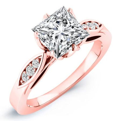 Pieris Diamond Matching Band Only (engagement Ring Not Included) For Ring With Princess Center rosegold