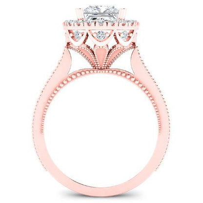 Mawar Diamond Matching Band Only (engagement Ring Not Included) For Ring With Princess Center rosegold